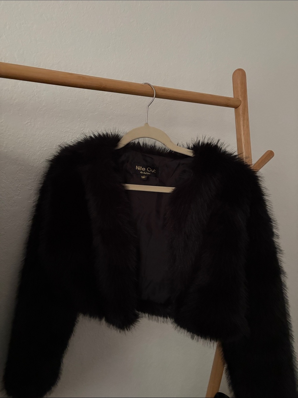Night Out Black Faux Fur Cropped Jacket